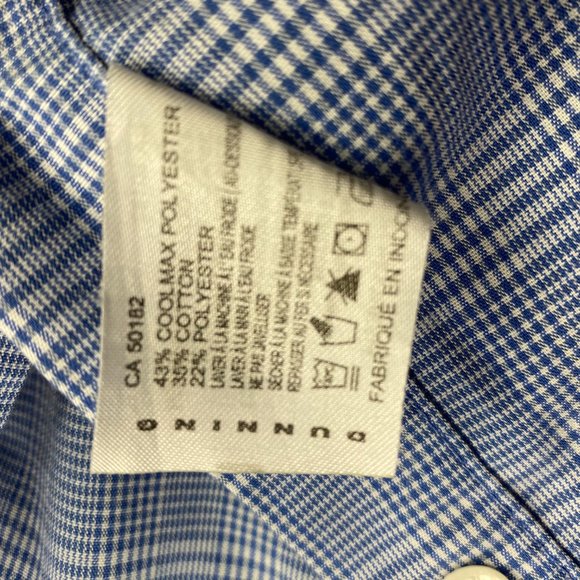 Dunning Shirt Men Extra Large XL Blue White Checkered Button Down Long Sleeve - Picture 5 of 8